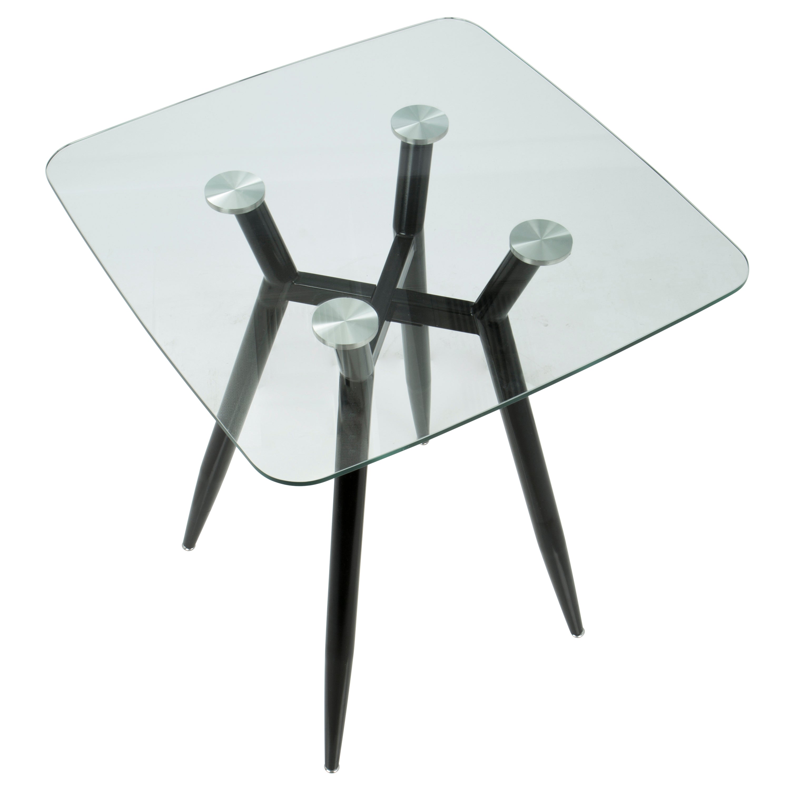 Clara Mid-Century Modern Square Counter Table with Black Metal Legs and Clear Glass Top by LumiSource