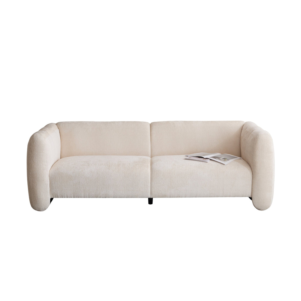 Tonson Wave Design 3-Seater Sofa, Beige Fabric, 83 Inches