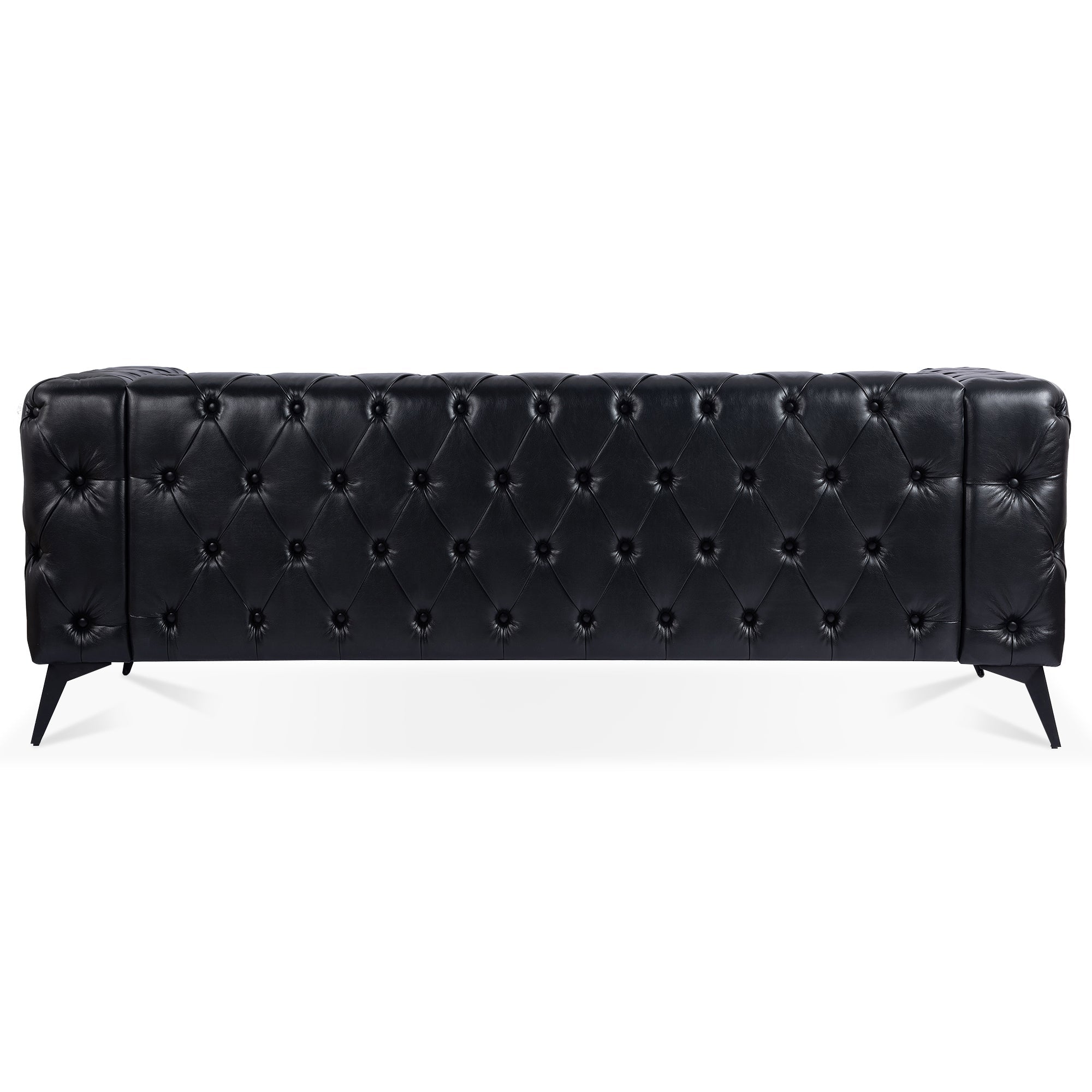 Traditional Square Arm Sofa with Removable Cushions in Black PU, 84.06 Inch Width