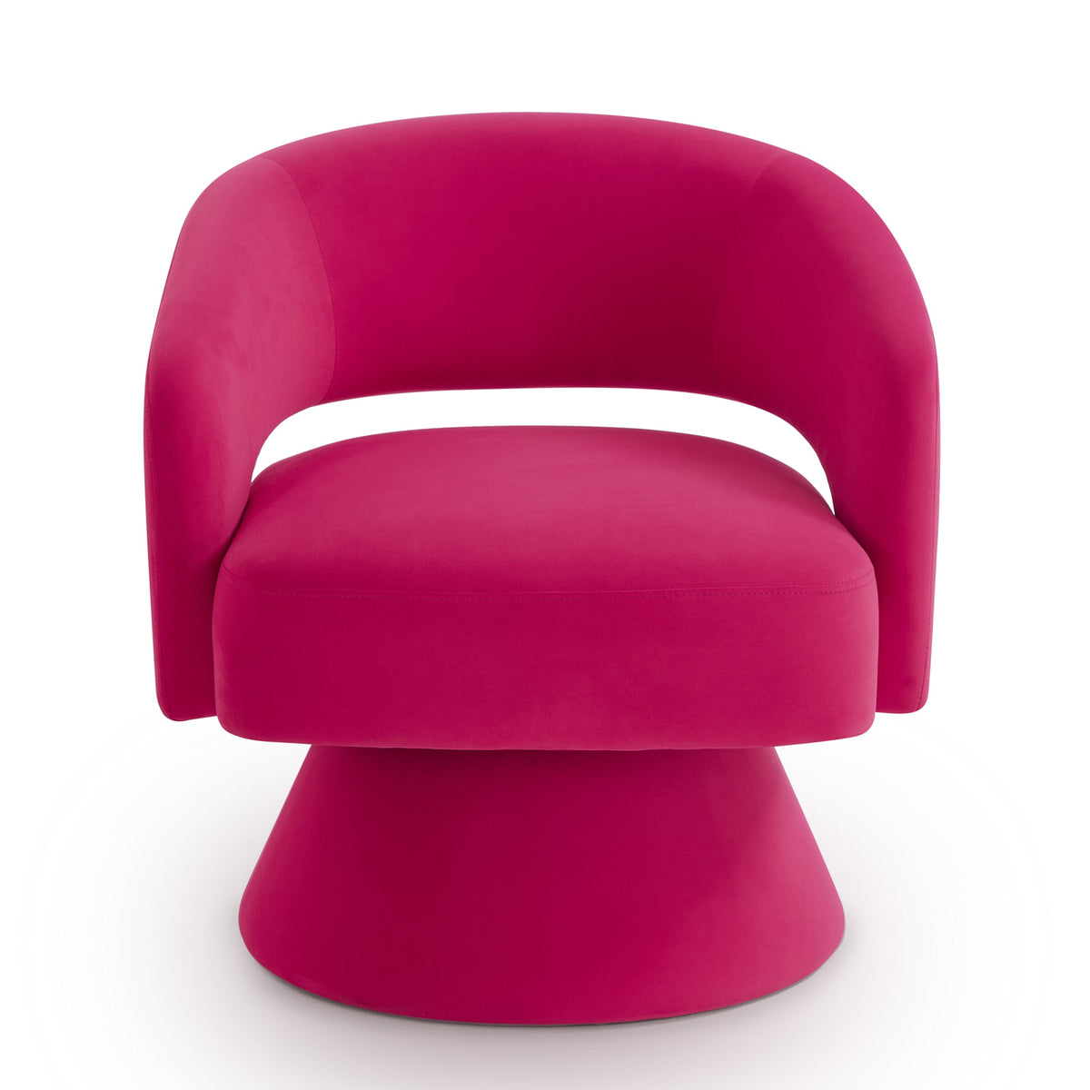 Modern Swivel Barrel Chair, Upholstered Velvet Round  Accent Chairs,360 Degree Comfy Swivel Chair with Open Backrest, Single Chair Armchair for Living Room Bedroom, Homerest, Rose Pink
