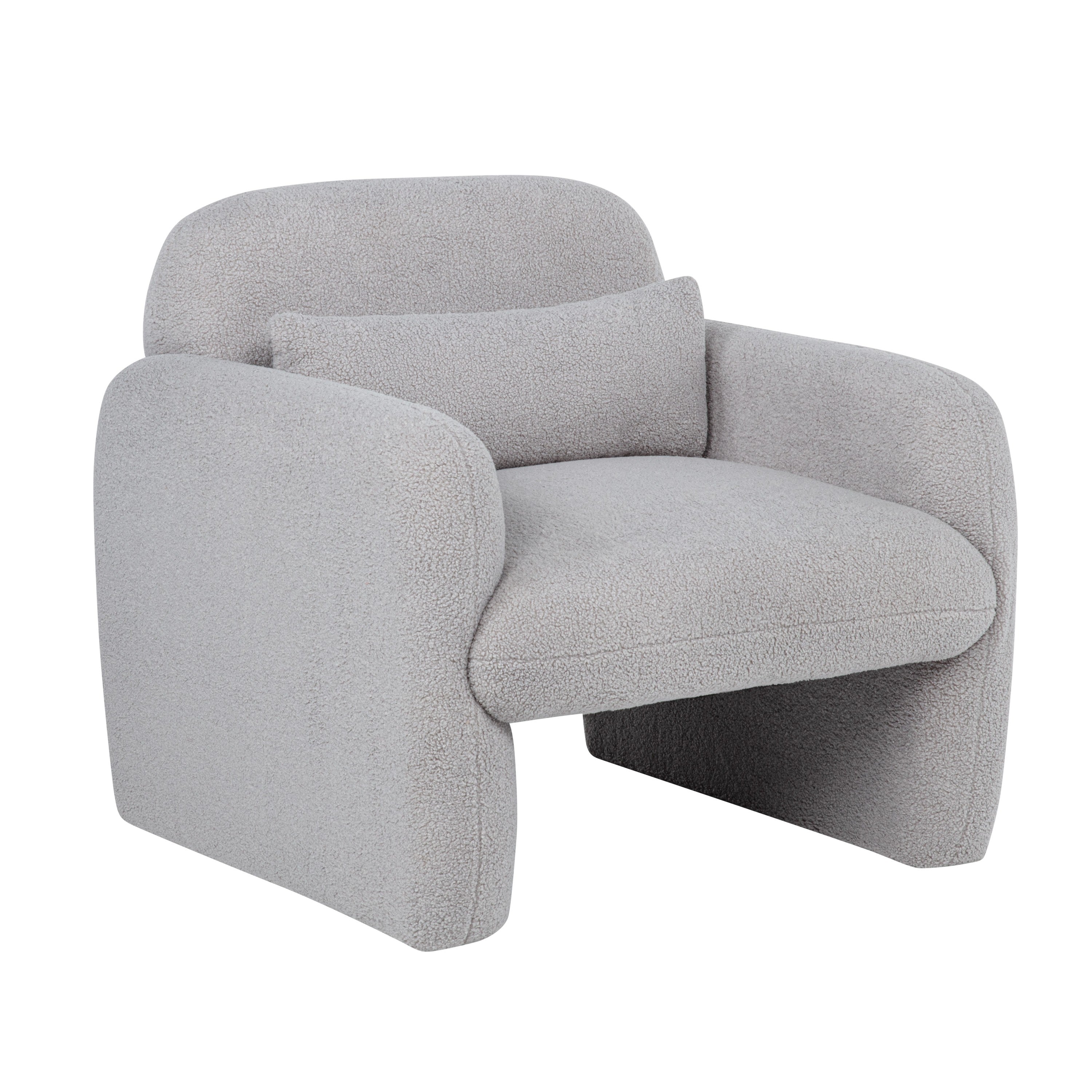 Stylish and Minimalist Teddy Fleece Single Sofa Chair with Arms and Pillow, Armchair, Accent Chair for Living Room, Bedroom, Study,Grey
