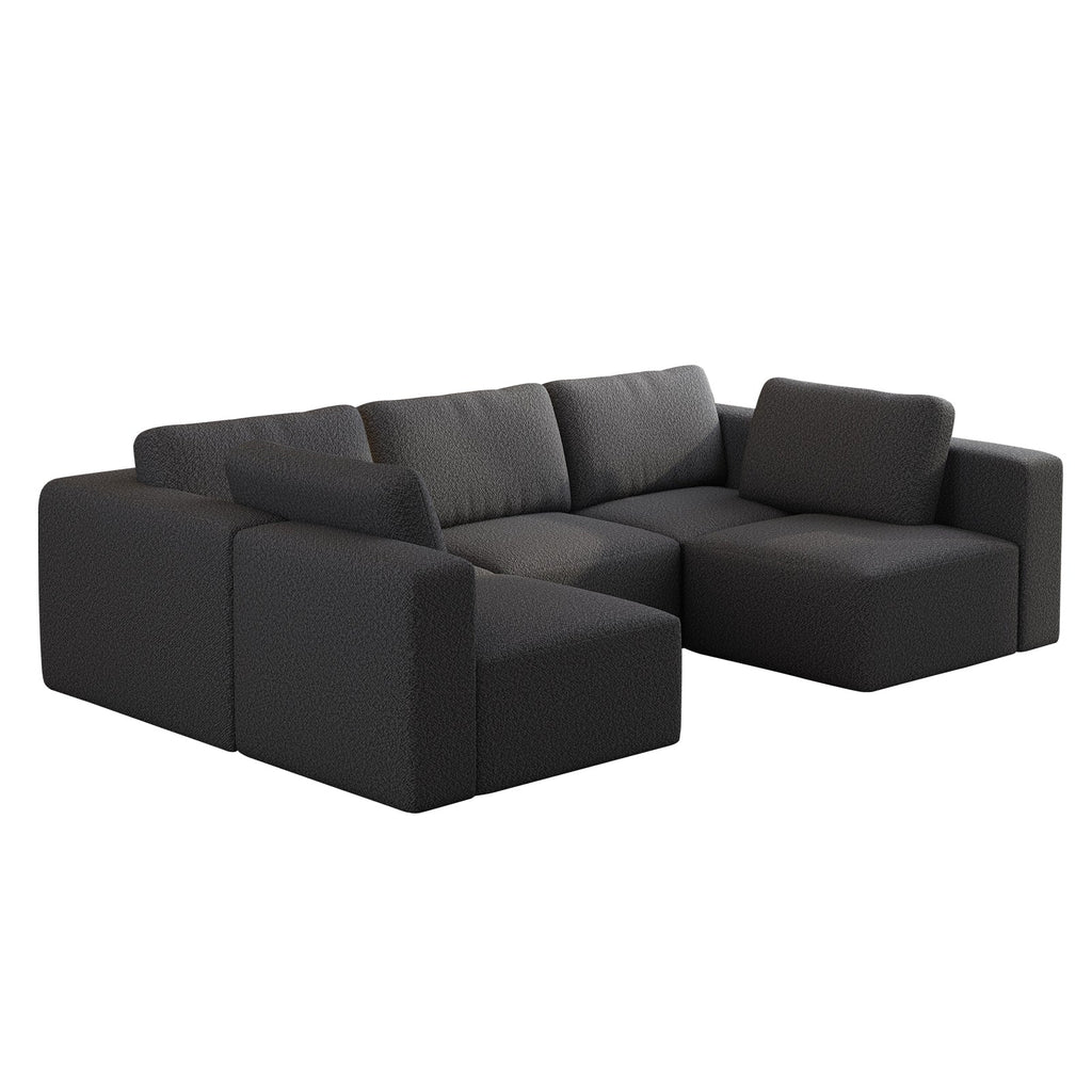 104.32*70.86 Modular Sectional Sofa Sleeper Couch, Sectional Sofa with Chaise and Ottoman, Convertible U Shaped Modular Sofa Set. Compressed sponge, Dark Grey (Combo 3A+2B)