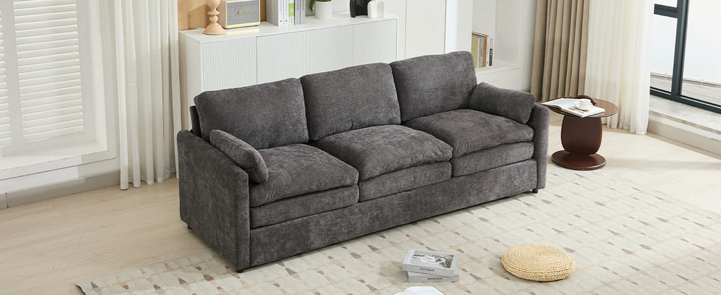 89'  Cozy Upholstered 3-seater Sofa Oversized Comfy Cloud Sofa Double Cushion 3-seater Sofa Plush Cushion Sofa Couch for Living Room, Grey