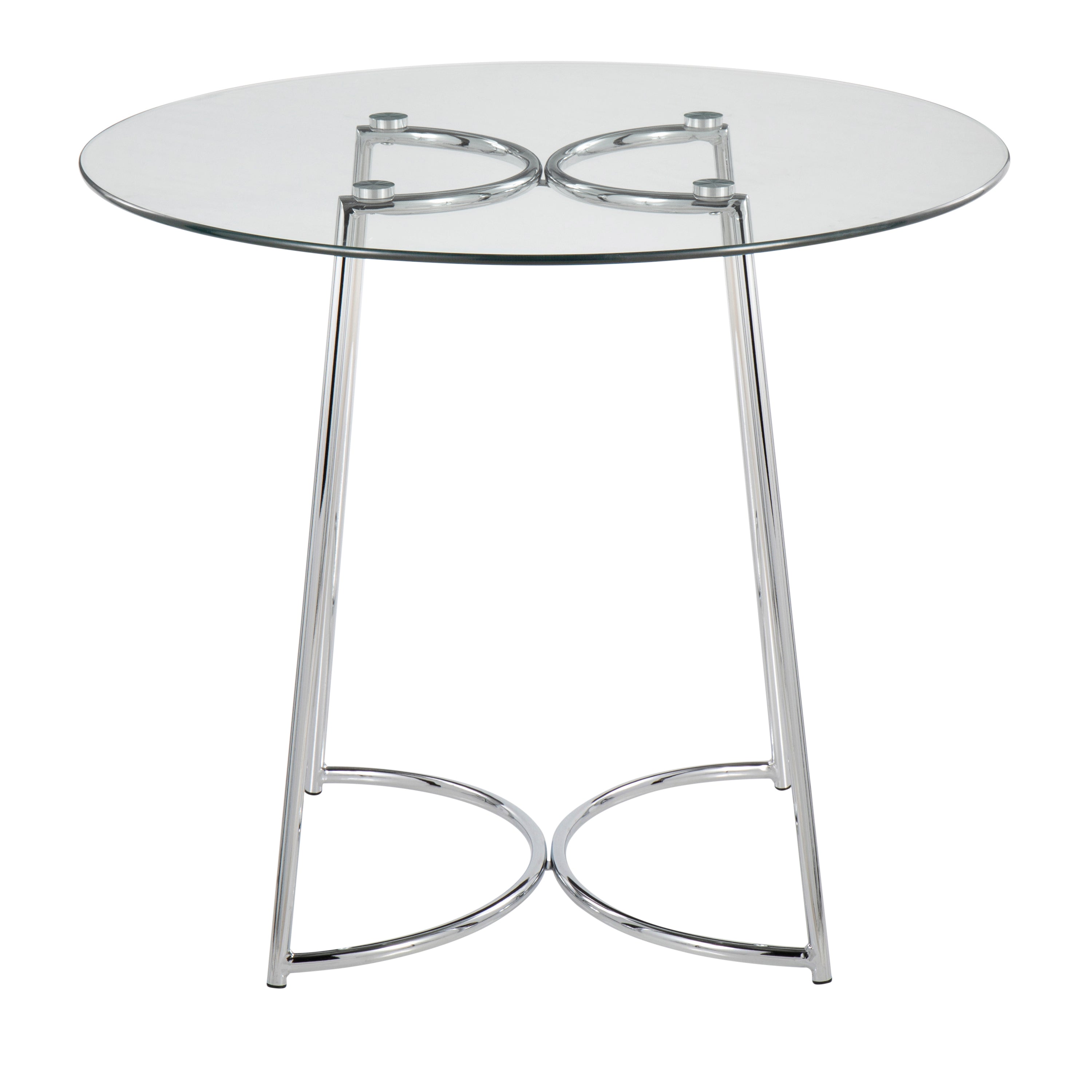 Cece Contemporary Dinette Table in Chrome with Clear Glass Top by LumiSource