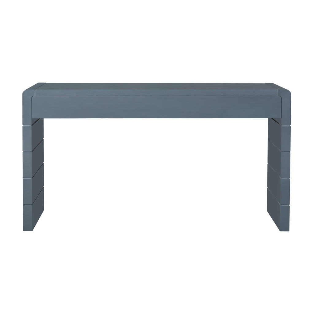 TREXM Curved Console Table with Storage, Wooden Entryway Table with 2 Drawers, Farmhouse Rustic Console Tables for Entryway, Hallway, Living Room, Navy