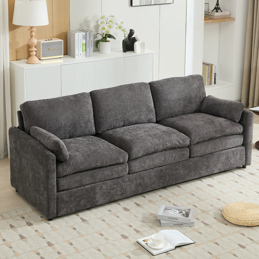 89'  Cozy Upholstered 3-seater Sofa Oversized Comfy Cloud Sofa Double Cushion 3-seater Sofa Plush Cushion Sofa Couch for Living Room, Grey