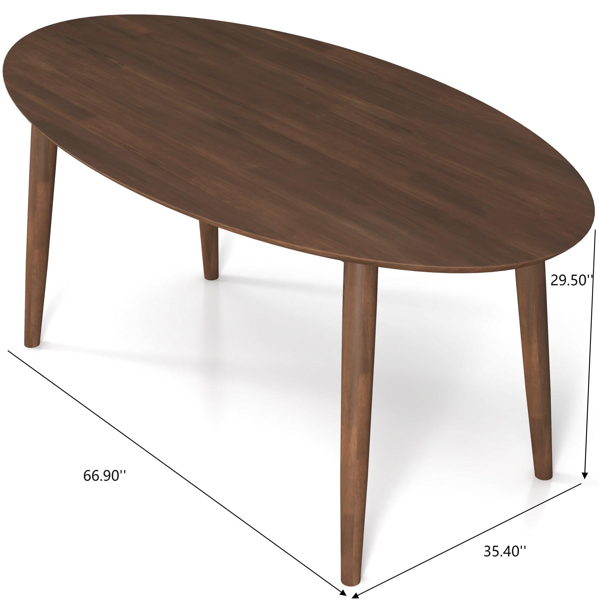 Ada Mid Century Modern Solid Wood Walnut Oval Dining Table for Dining Room or Kitchen 29.5'H x 35.4'D x 66.9'W Kitchen Dining Room Dinner Pedestal Table,Space Saving Wood Kitchen & Dining Room