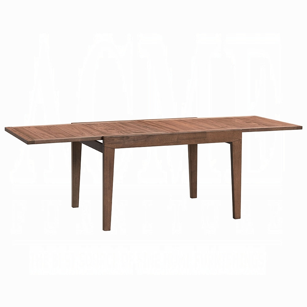 Walnut Finish Extendable Dining Table Modern Kitchen Dining Wooden Furniture 1pc Self Storing Leaf