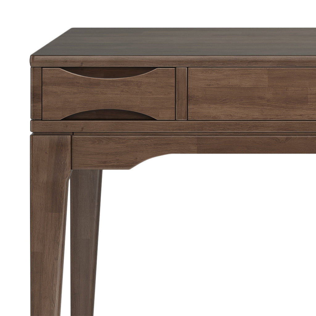 Harper 48 inch Wide Solid Hardwood Mid-Century Modern Small Desk in Walnut Brown