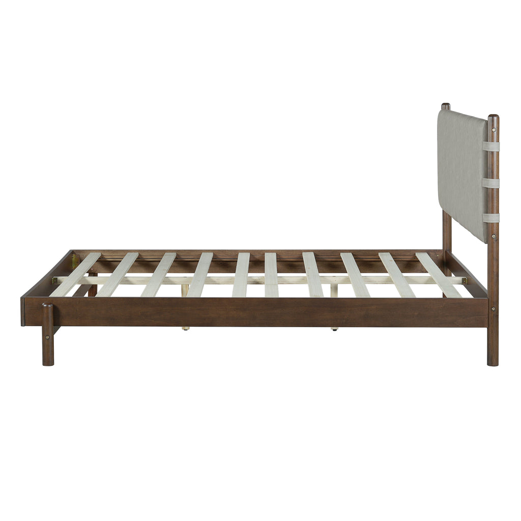 Modern Queen Bed Frame Set with 2 Nightstands, Light Gray Wood Platform Bed with Headboard and Matching Bedside Tables for Bedroom