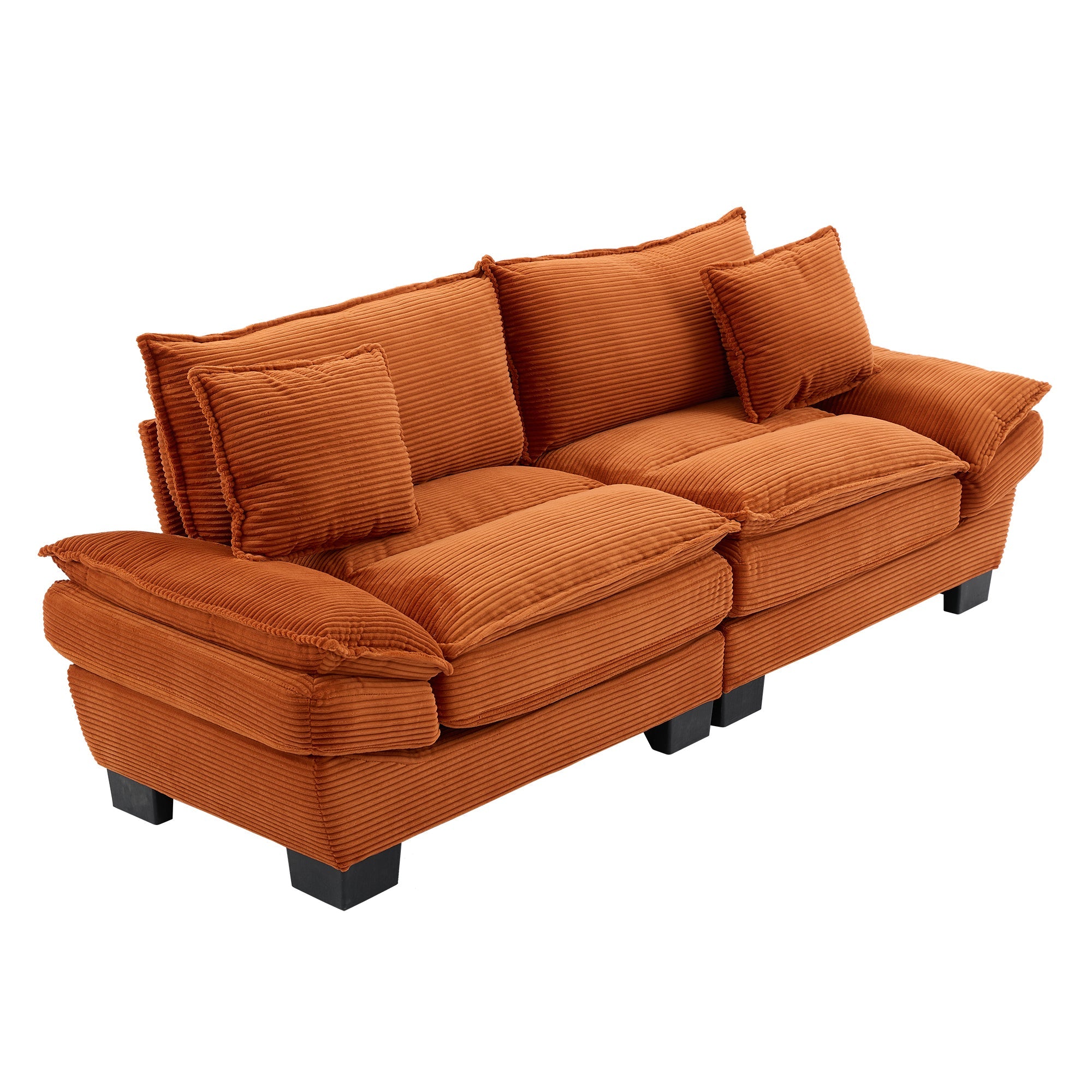 Corduroy Sofa Sleeper Couch Loveseat Sofa with Pillows Comfy Upholstered Deep Seat Sofa for Bedroom,Living Room,Apartment,Office,Dorm-Orange Corduroy