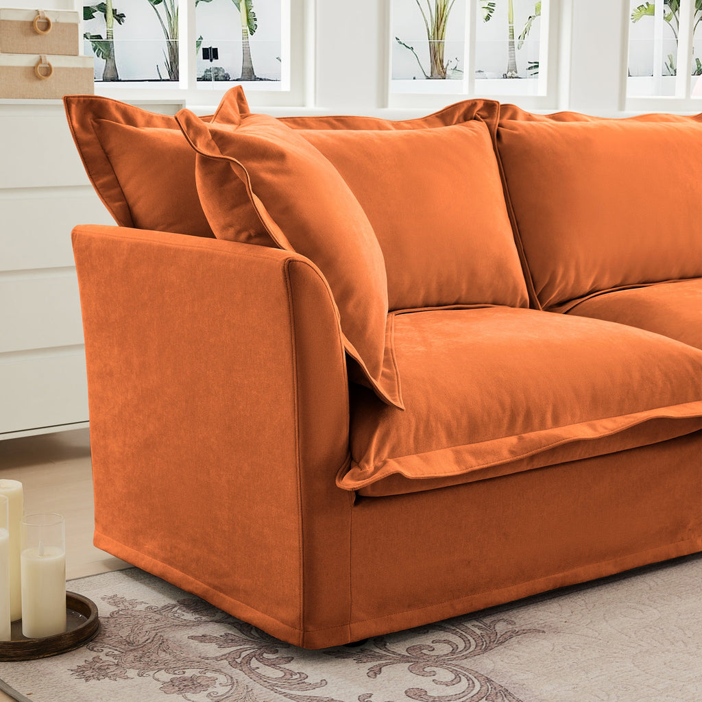 Set of 2 Slipcovered Armchairs,Deep Seat Accent Chair Set for Living Room, Reading Room, Bedroom and Working Spaces,Armchair Sets with Large Soft Pillows,Chenille Fabric,Orange