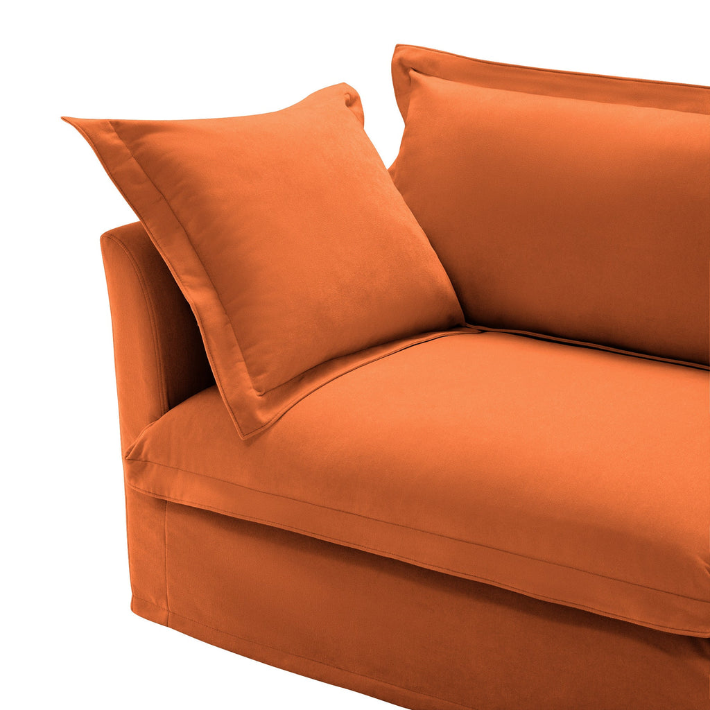 Set of 2 Slipcovered Armchairs,Deep Seat Accent Chair Set for Living Room, Reading Room, Bedroom and Working Spaces,Armchair Sets with Large Soft Pillows,Chenille Fabric,Orange