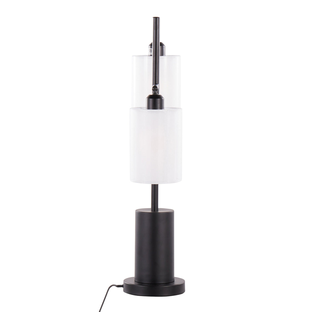 Cannes Contemporary Table Lamp in Black Metal with White Shades by LumiSource