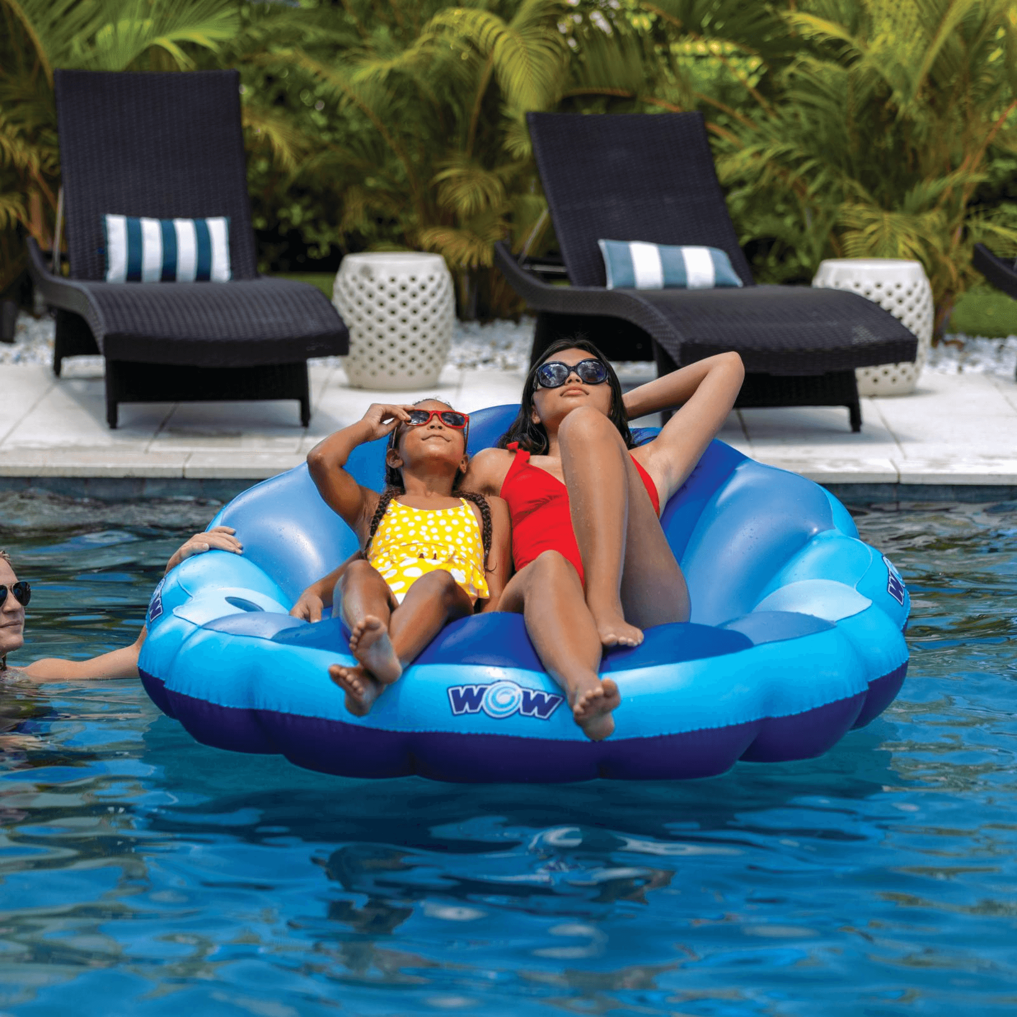 WOW Watersports Indigo Mermaid Shell Lounger Float Curved Shaped Back for Comfort