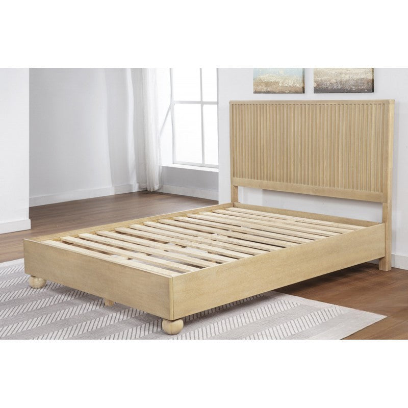 Modern Light Oak Wood 5pc Bedroom Furniture Set, California King size Platform Bed, Dresser Mirror and 2x Nightstand
