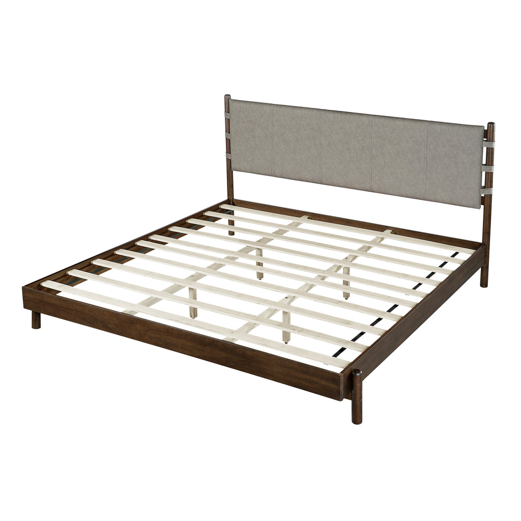 Modern King Bed Frame Set with 2 Nightstands, Light Gray Wood Platform Bed with Headboard and Matching Bedside Tables for Bedroom