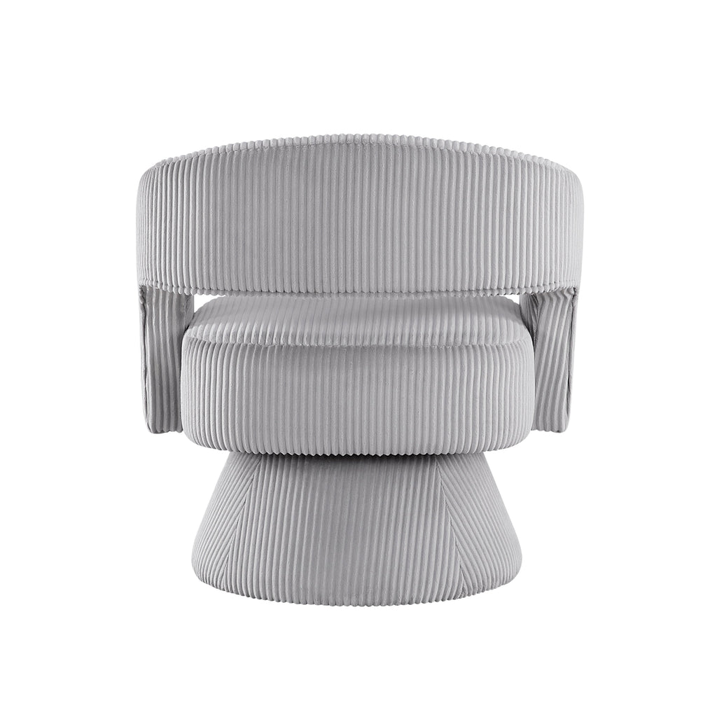 Modern Luxurious Swivel Accent Chair Gray Soft Corduroy Upholstery Plush Seating Solid Wood Stylish Home Furniture 1pc