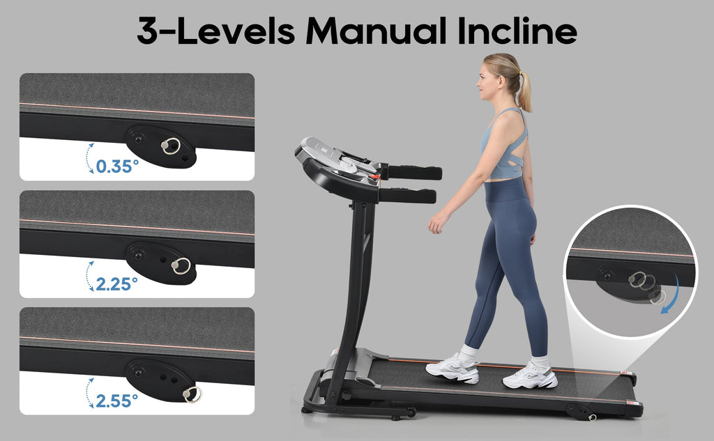 Treadmills for Home, Folding Treadmill with Incline and Heart Rate Sensor, 2.5HP Quiet Brushless with USB Charge Station, Small Space Portable Running Walking Machine, 300lbs Weight Capacity