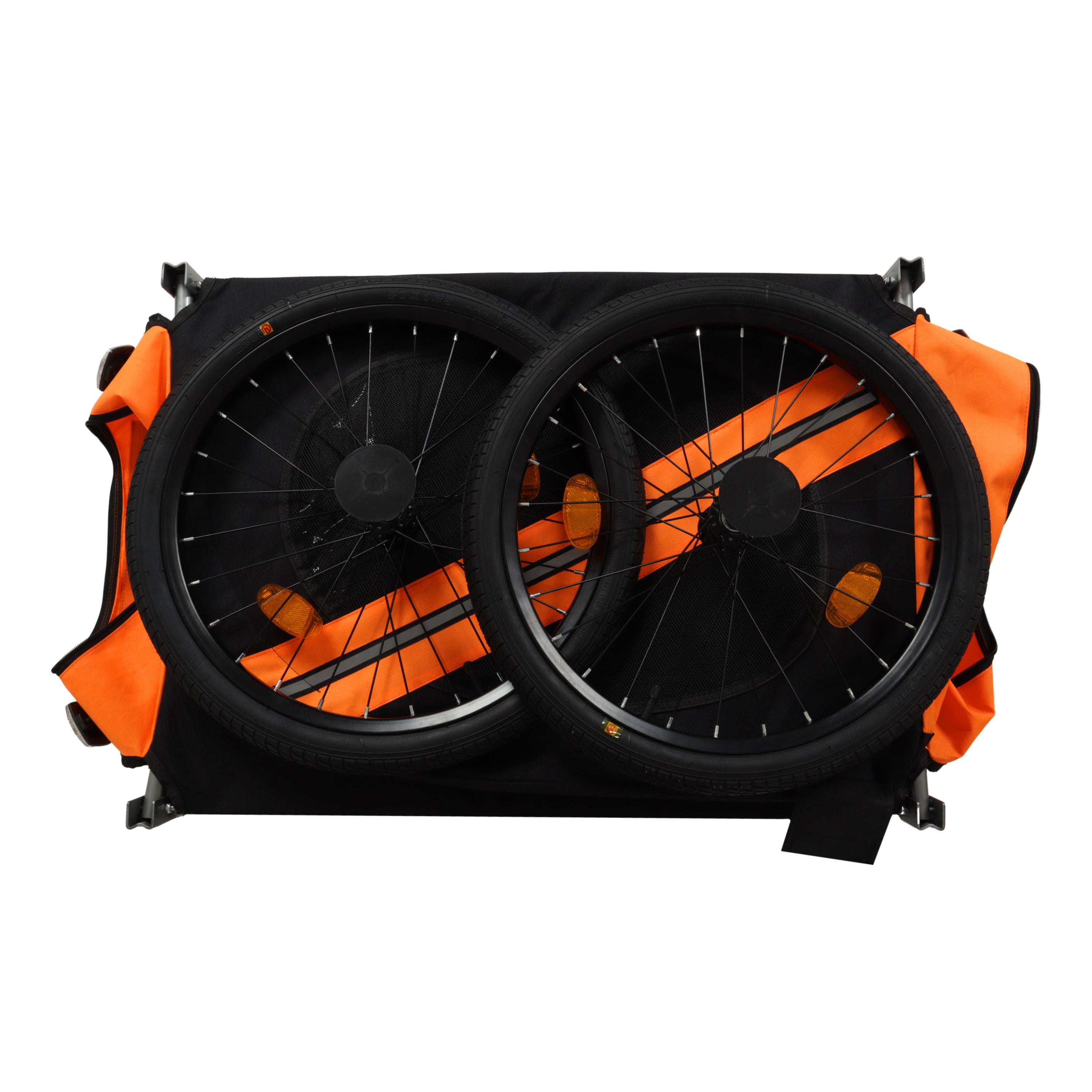 Large Folding Bike Trailer for Dogs – 66LB Capacity All-Terrain Pet Carrier, Durable Steel Frame for Cycling, Jogging, Camping & Outdoor Adventures, Black-Orange