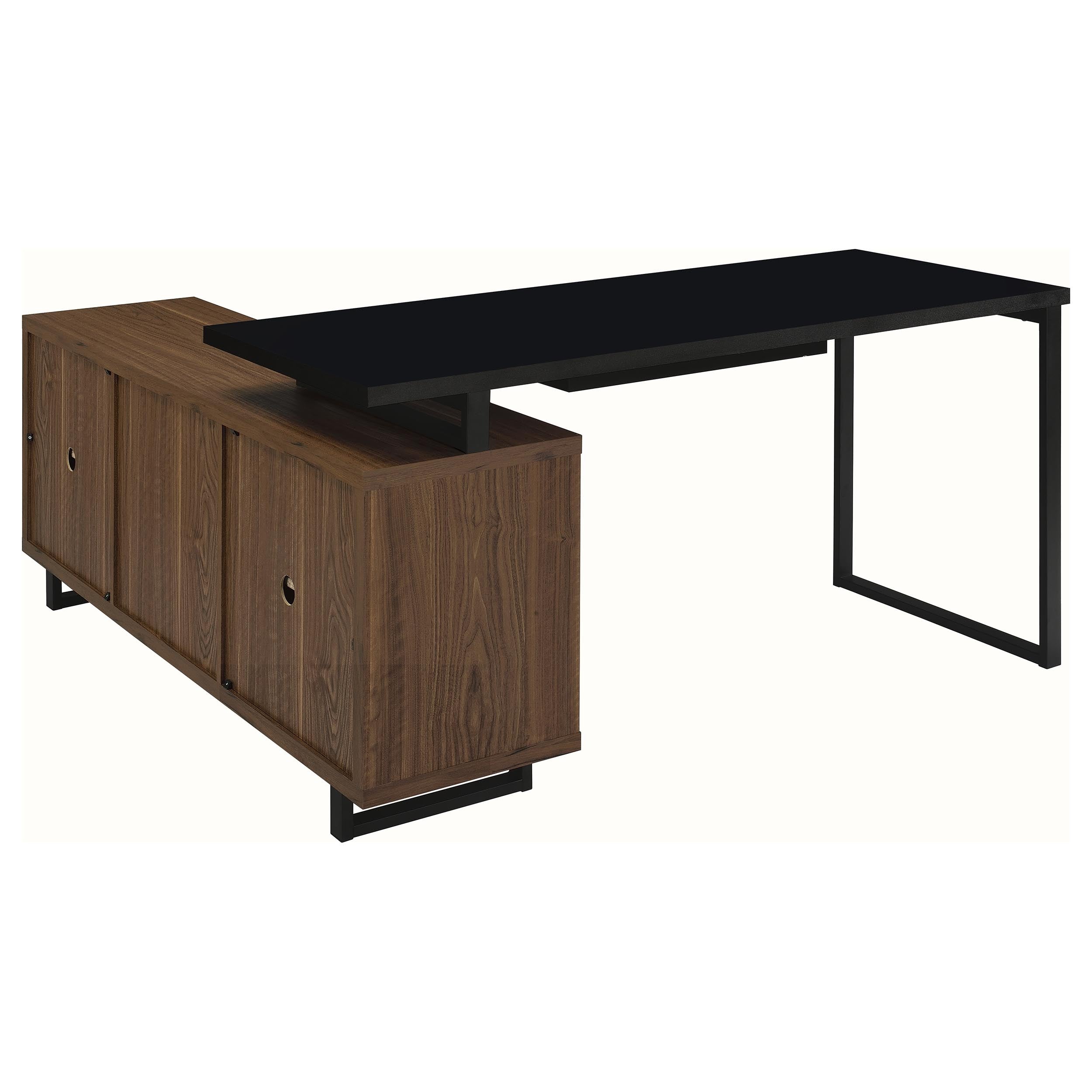 Rodger Black and Walnut L-Shape Office Computer Desk