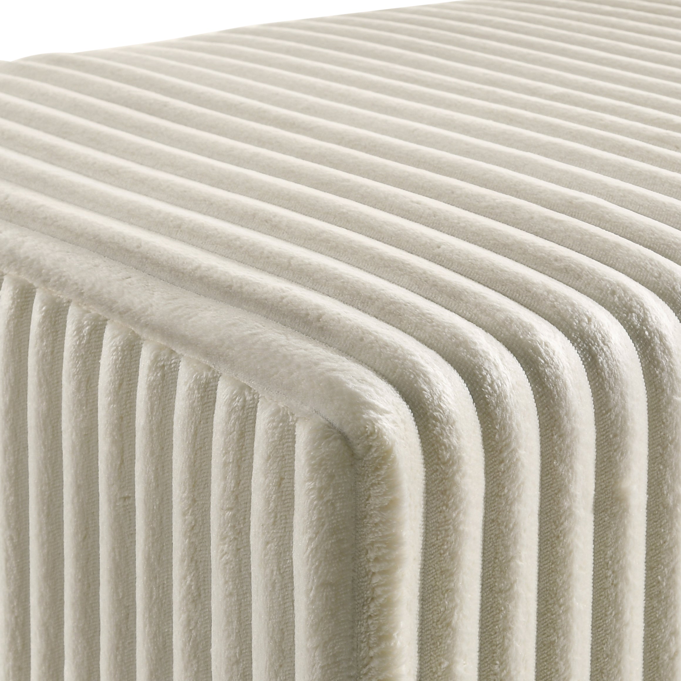 Mavela Wide Wale Corduroy Upholstery Panel King Bed with 2 Nightstands and Bench, Cream