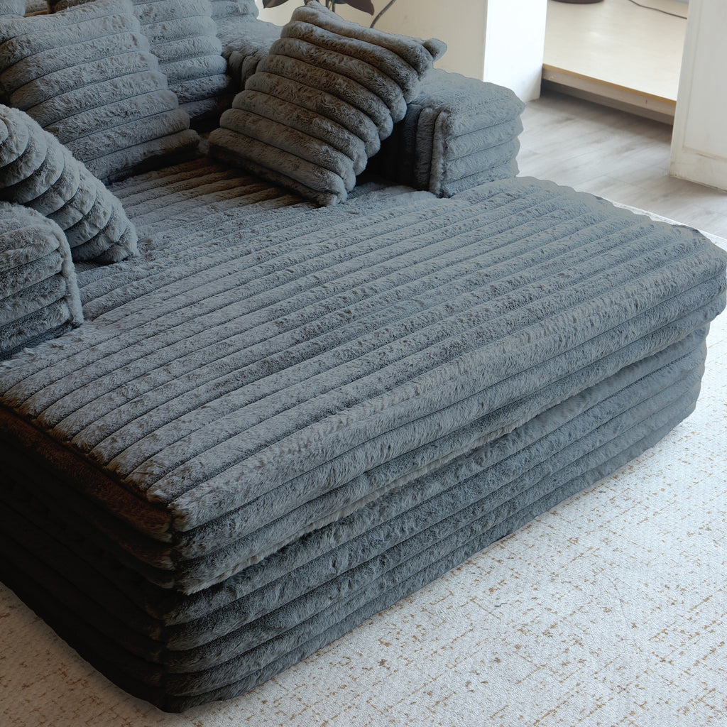 Chaise Lounge Indoor, Upholstered Sofa Bed with Throw Pillows and Armrests, Sleeper Chair- Plush Chair Bed for Living Room, Dark Grey