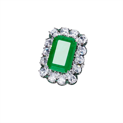LuxeJewels™ - FrostÉmeraude  – Regal Emerald Statement Ring