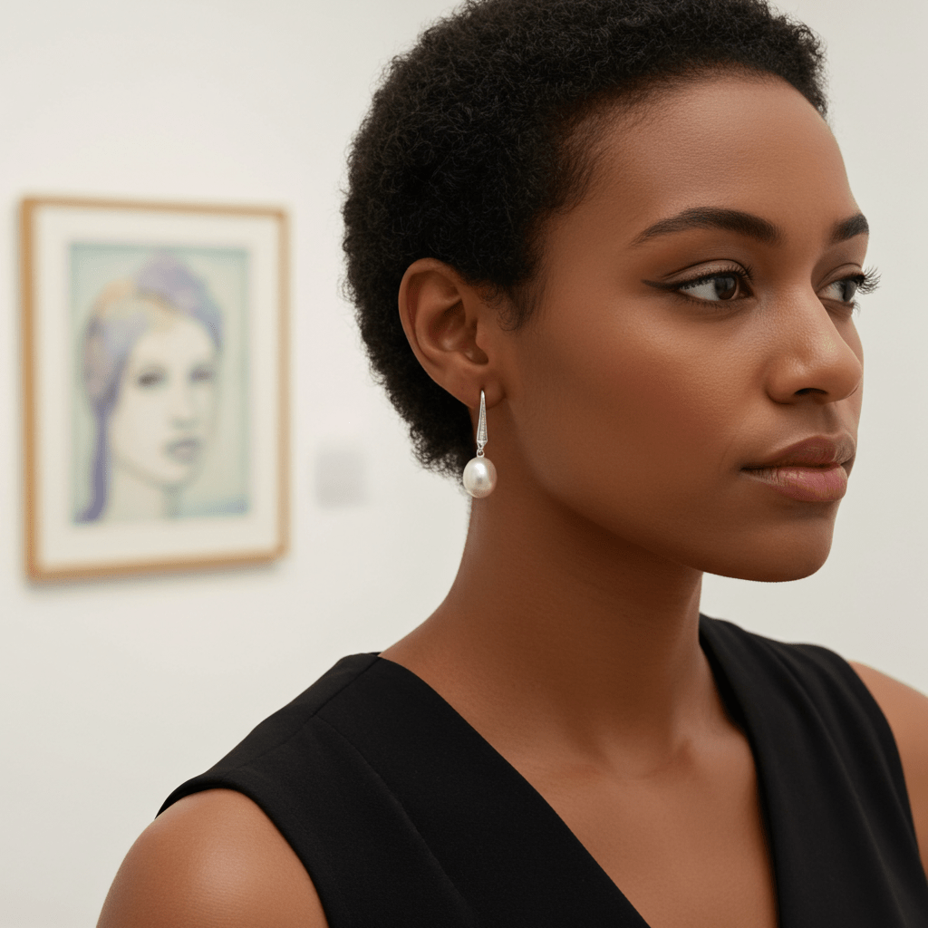 Elegant 925 Sterling Silver Pearl Drop Earrings – Hypoallergenic & Rhodium-Plated for Sensitive Skin | Amtikiss Casuals