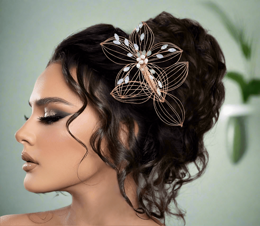 Elegant Antique Crystal & Pearl Floral Hair Pin – Bridal Hair Comb & Antique Floral Hair Pin