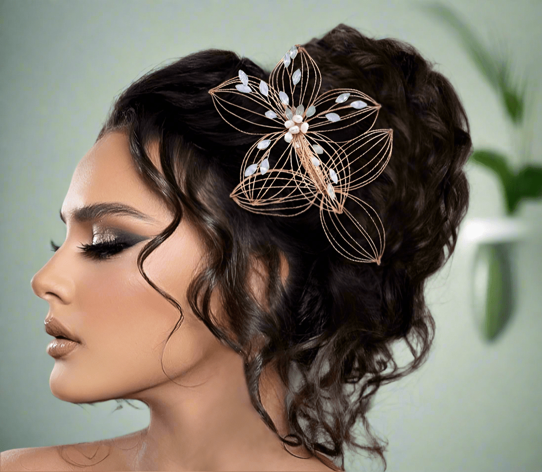 Elegant Antique Crystal & Pearl Floral Hair Pin – Bridal Hair Comb & Antique Floral Hair Pin