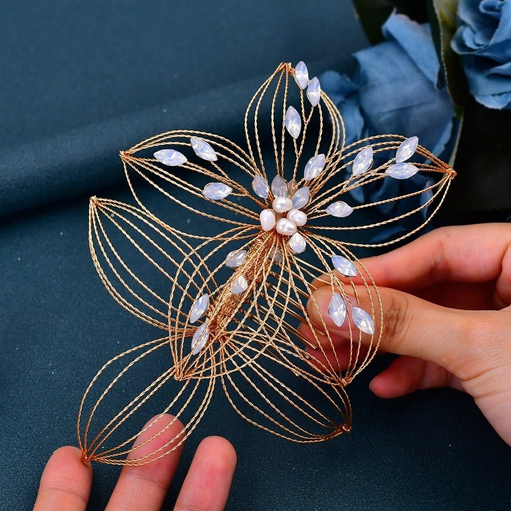 Elegant Antique Crystal & Pearl Floral Hair Pin – Bridal Hair Comb & Antique Floral Hair Pin