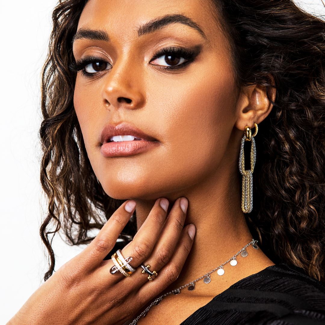 Eva Stacked Safety Pin Ring