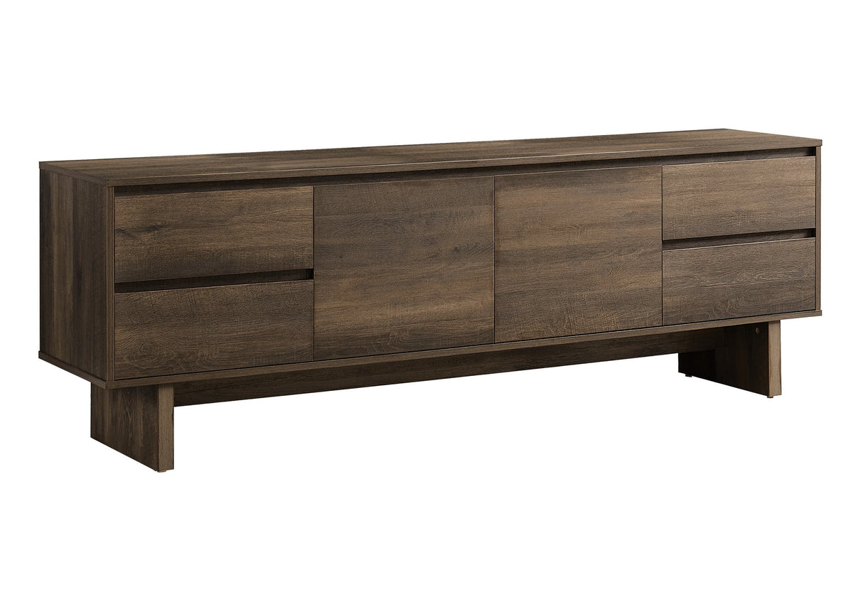 Tv Stand, 72 Inch, Console, Media Entertainment Center, Storage Drawers, Storage Cabinet, Brown Laminate, Transitional