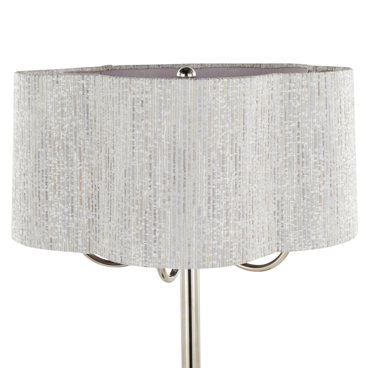 Lily 30' Contemporary Metal Table Lamp in Polished Nickel with Grey Linen Hardback Shade from Grandview Gallery by LumiSource