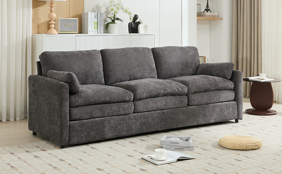 89'  Cozy Upholstered 3-seater Sofa Oversized Comfy Cloud Sofa Double Cushion 3-seater Sofa Plush Cushion Sofa Couch for Living Room, Grey