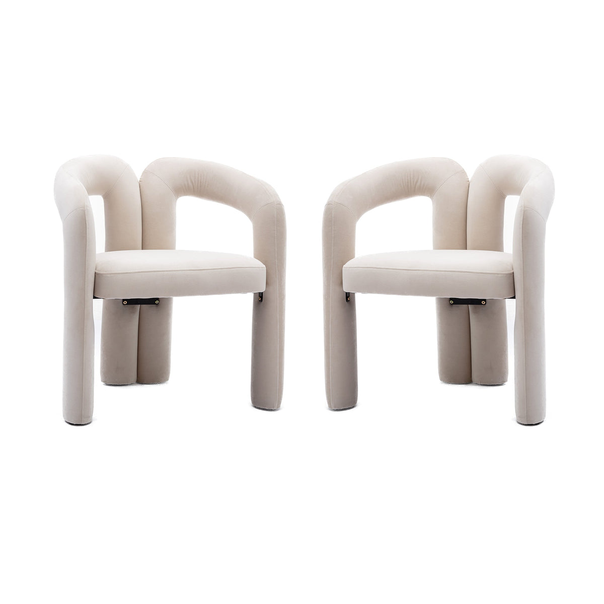 Contemporary Designed Velvet Fabric Upholstered Accent/Dining Chair /Barrel Side Chairs Kitchen Armchair for Living Room set of 2 (Beige Velvet)