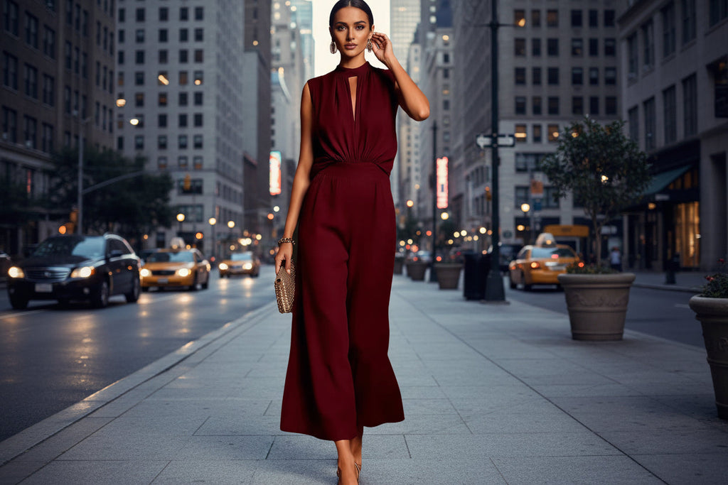 Women's Elegant Sleeveless Tank Top & Pants Set – Asymmetric Retro 2-Piece