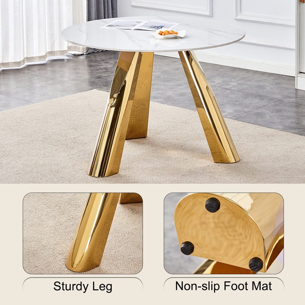 42' Luxury Sintered Stone Table: 0.45' Durable Top + 6' Steel Legs, 500lb Capacity, Stain/Heat-Resistant White/Gray Veined Surface - Modern Minimalist Design