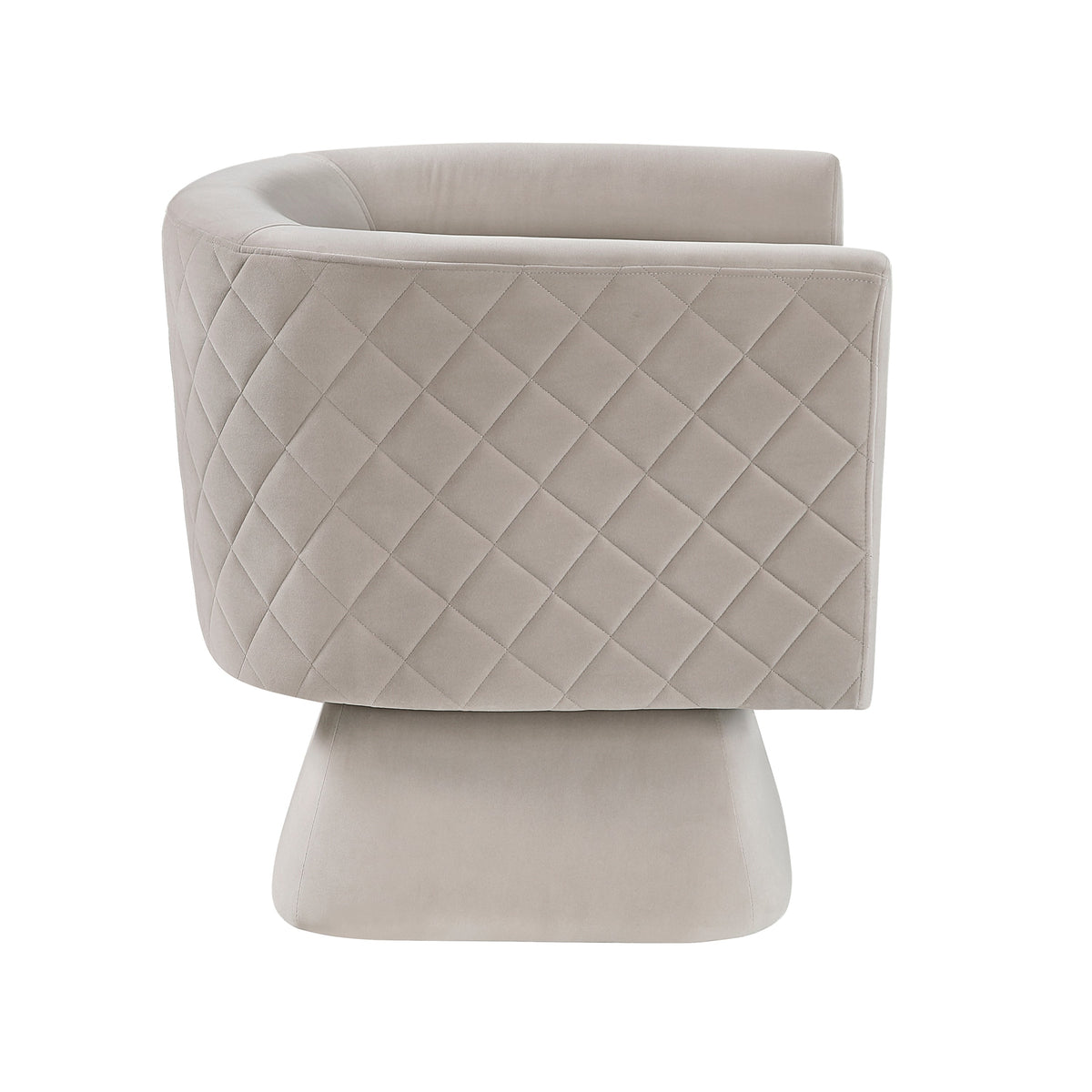 1pc Swivel Chair Taupe Velvet Fabric Upholstery Solid Wood Diamond Pattern Stitched Back Comfort Chair Living Room Furniture