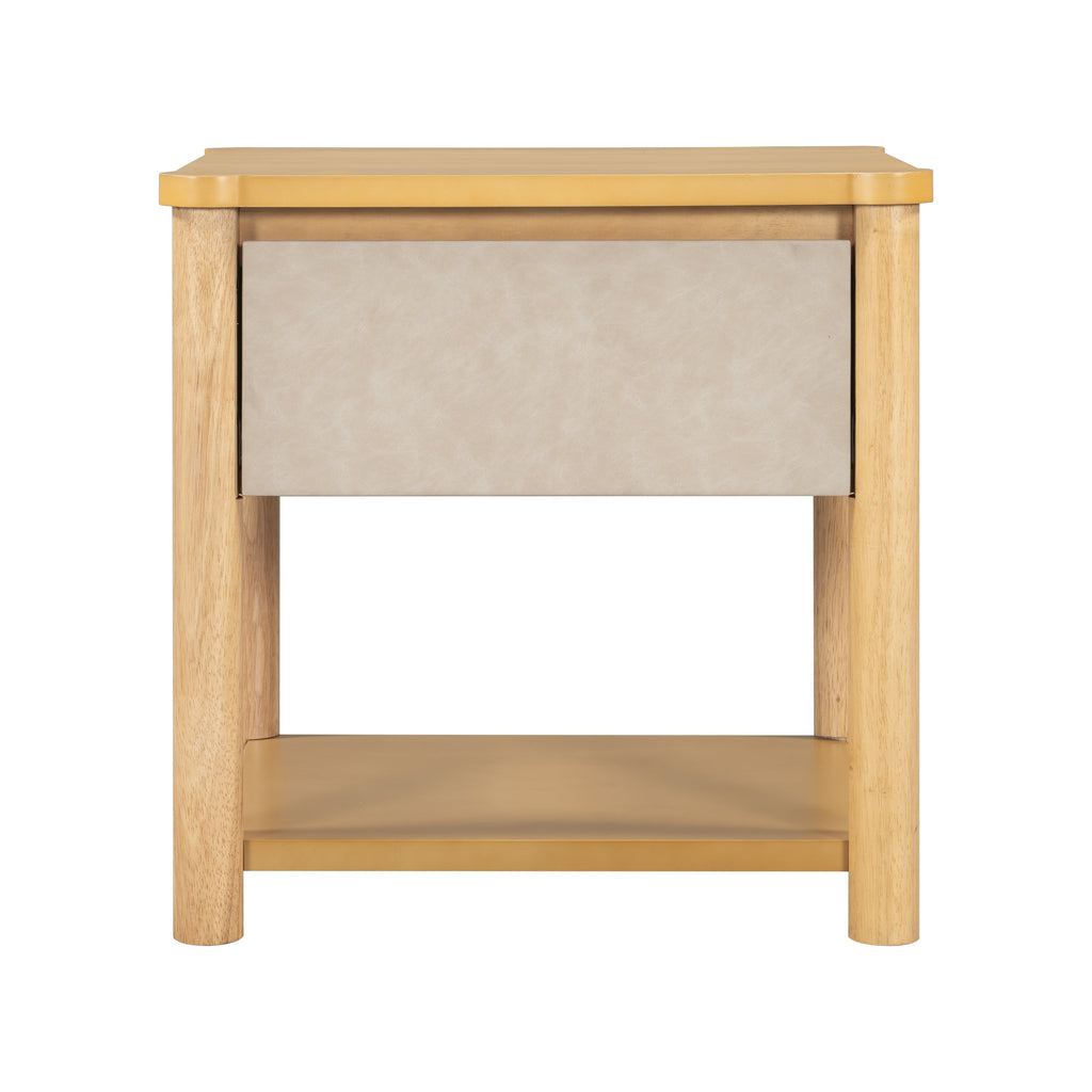 Modern King Bed Frame Set with 2 Nightstands, Beige Wood Platform Bed with Headboard and Matching Bedside Tables for Bedroom