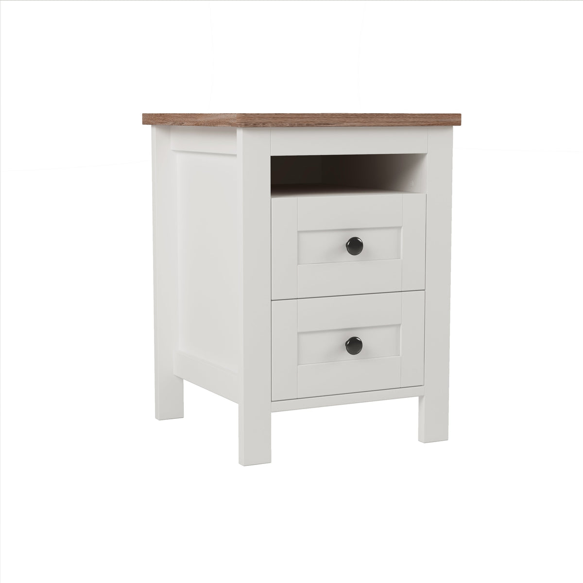 3-Pieces Bedroom Sets Queen Size  Farmhouse Platform Bed with Double Sliding Door Storage Headboard, Storage Nightstand and Dresser, White+Brown(Old SKU HL000092AAK)