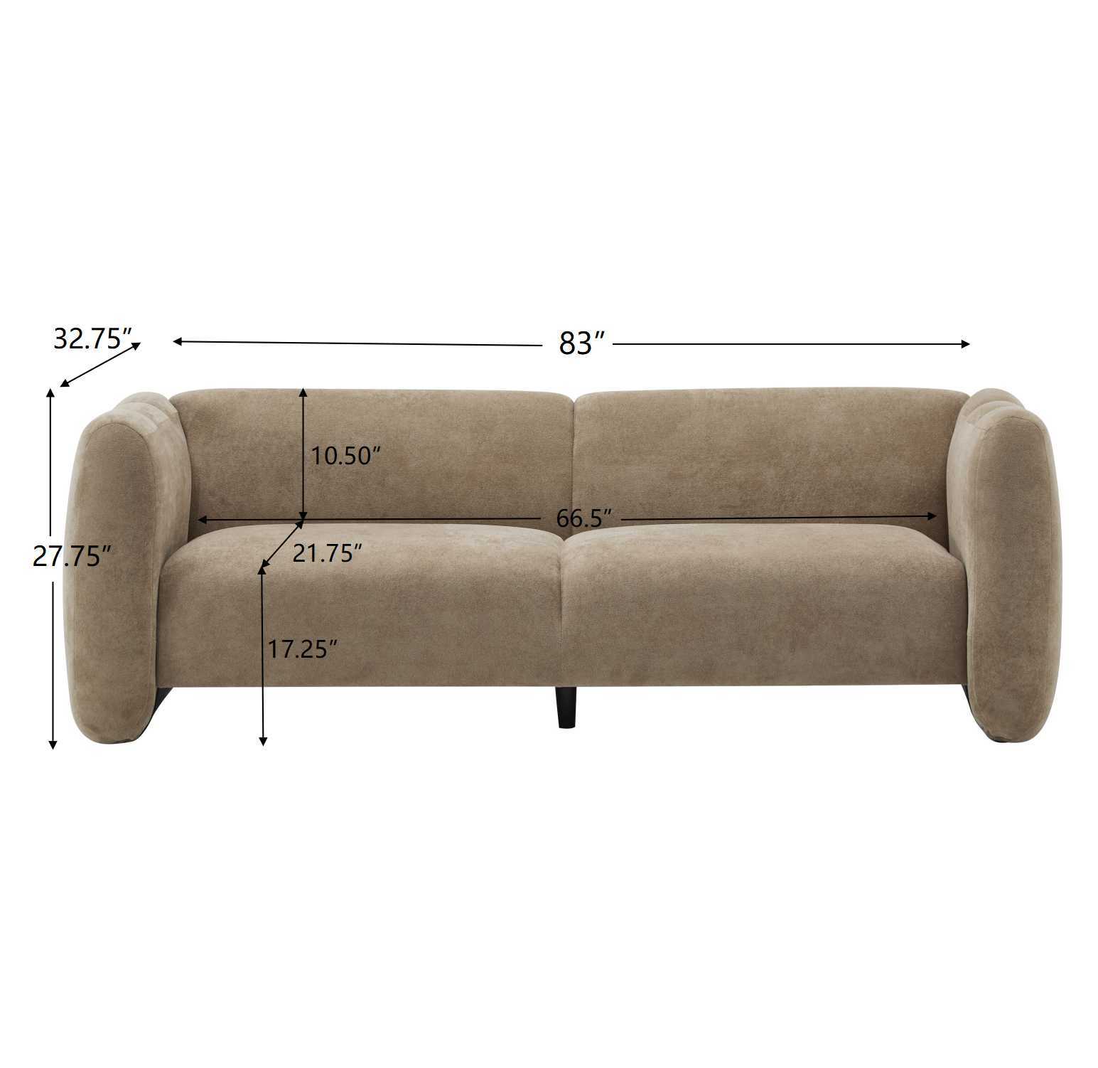 Tonson 83' 3-Seater Sofa,Wave Design, Living Rooms,Bedrooms,Apartment Office,Nomad