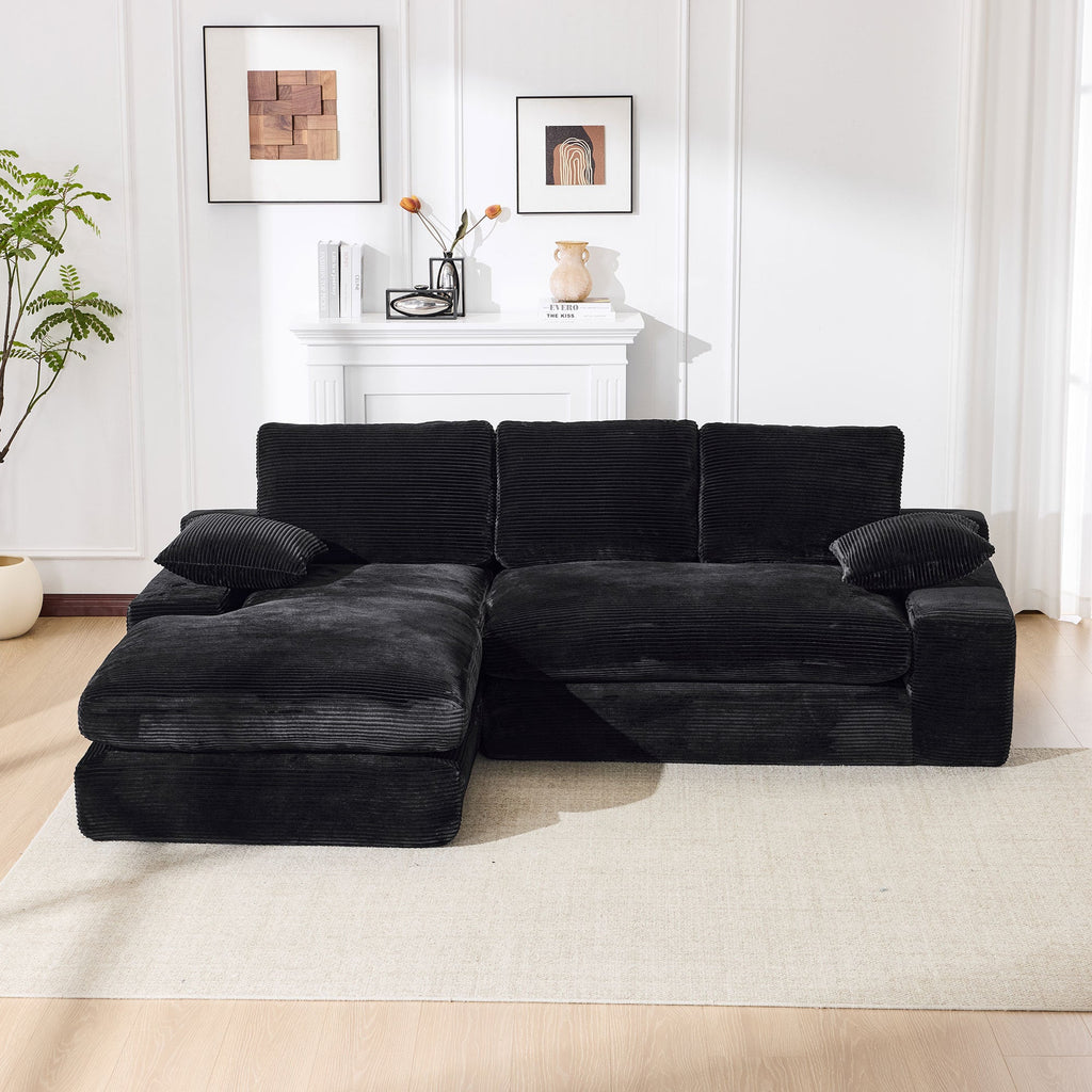 99*69' Modular Sectional Living Room Sofa Set, Modern Minimalist Style Couch, Upholstered Sleeper Sofa for Living Room, Bedroom, 2 PC Free Combination, Installation-free Sofa, L-Shape, Black