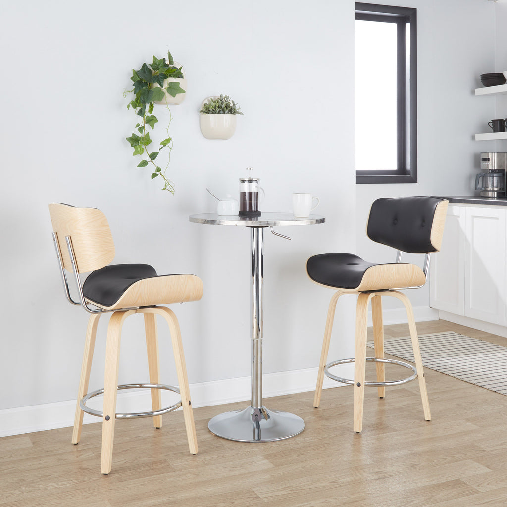 Bistro Contemporary Adjustable Round Bar Table in Silver by LumiSource