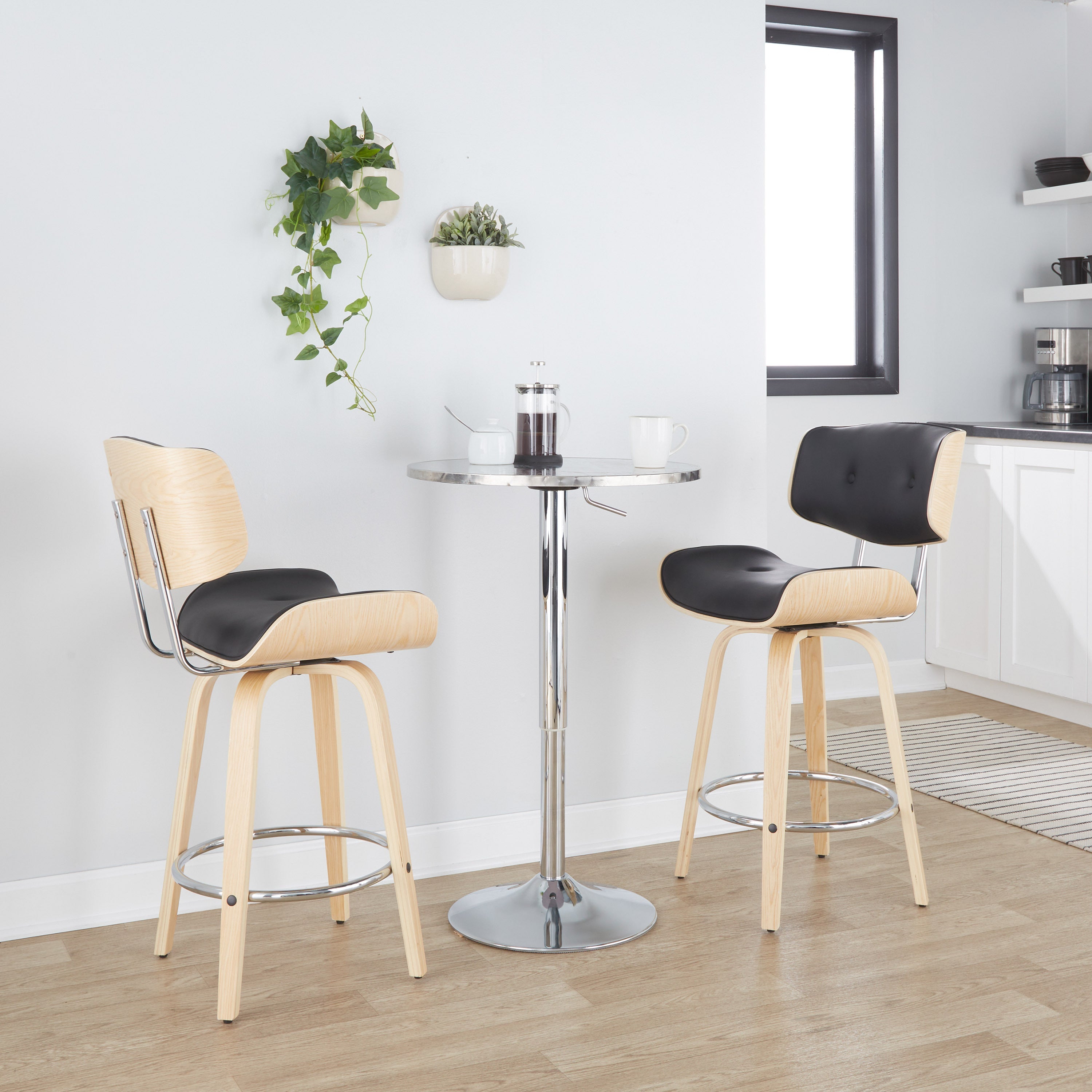 Bistro Contemporary Adjustable Round Bar Table in Silver by LumiSource