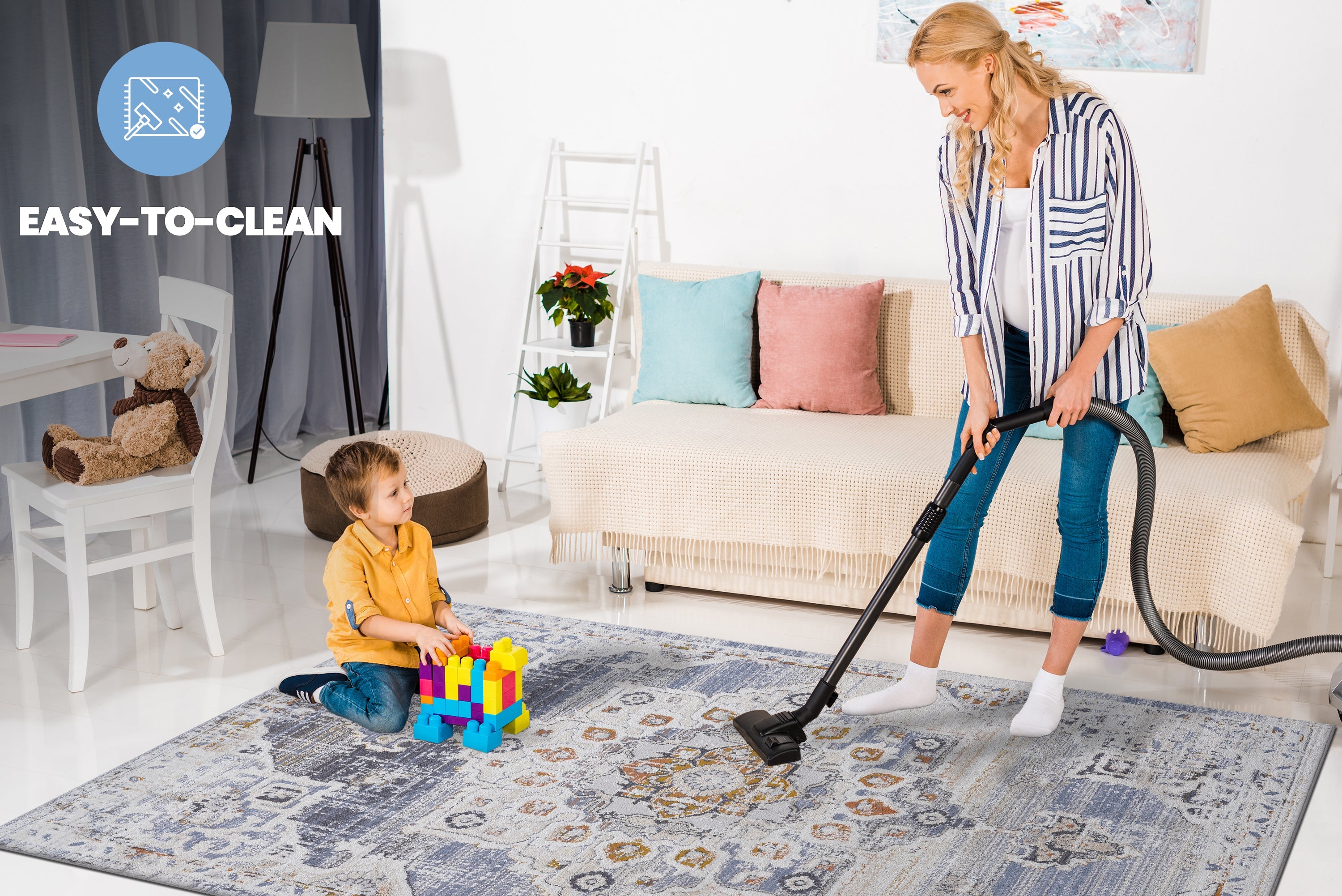 NAAR PAYAS Collection 2X8 Cream / Gold / Medallion Runner Rug