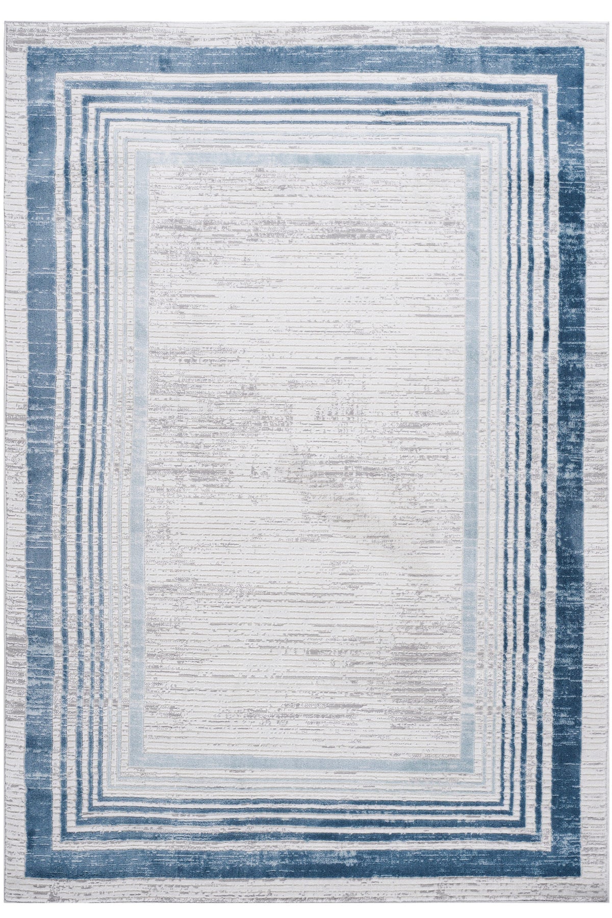 6X9 Blue/Ivory/Bordered Non-Shedding Living Room Bedroom Dining Home Office Stylish and Stain Resistant Area Rug