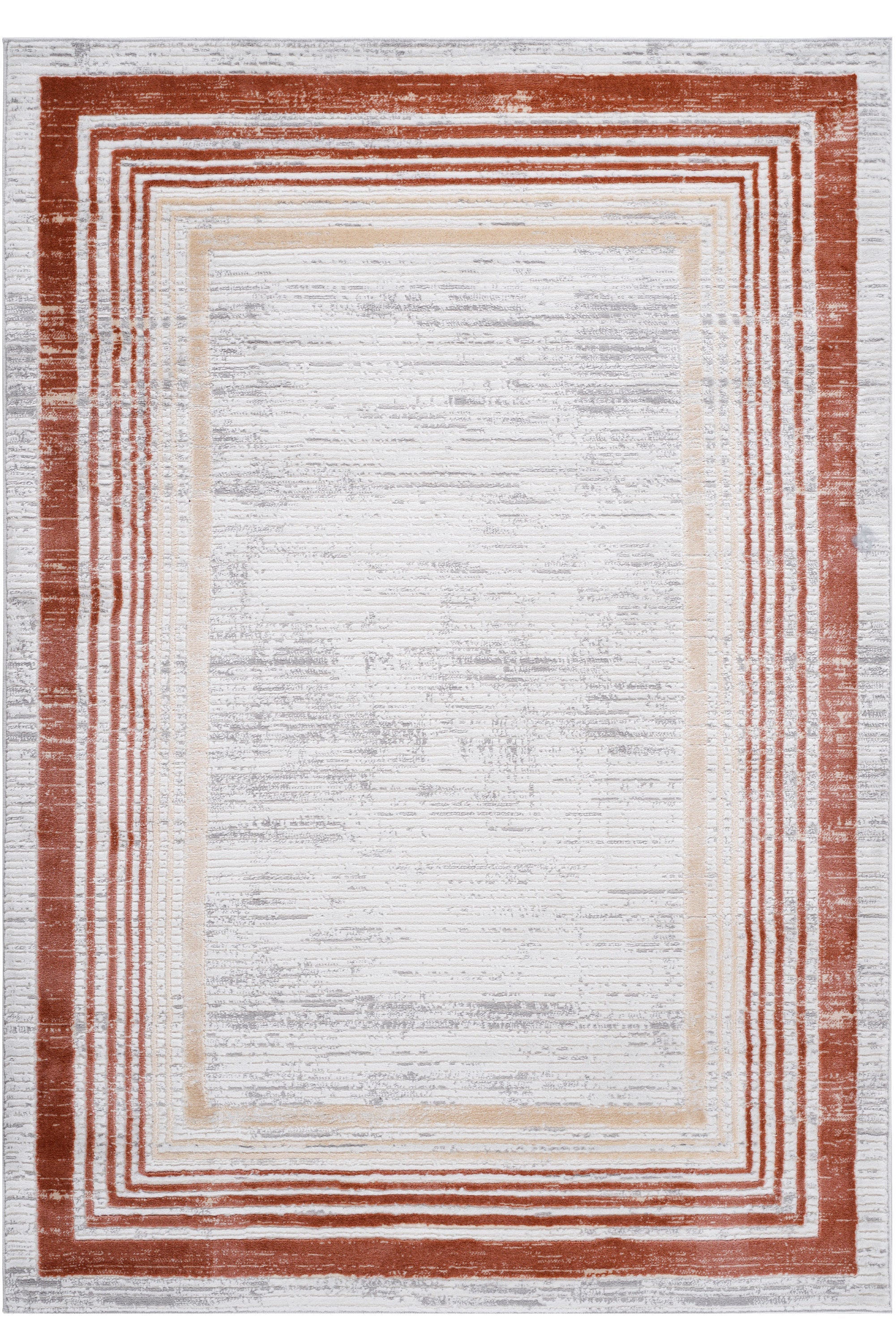 NAAR MARFI Collection 8X10 Brown / Ivory / Bordered Area Rug