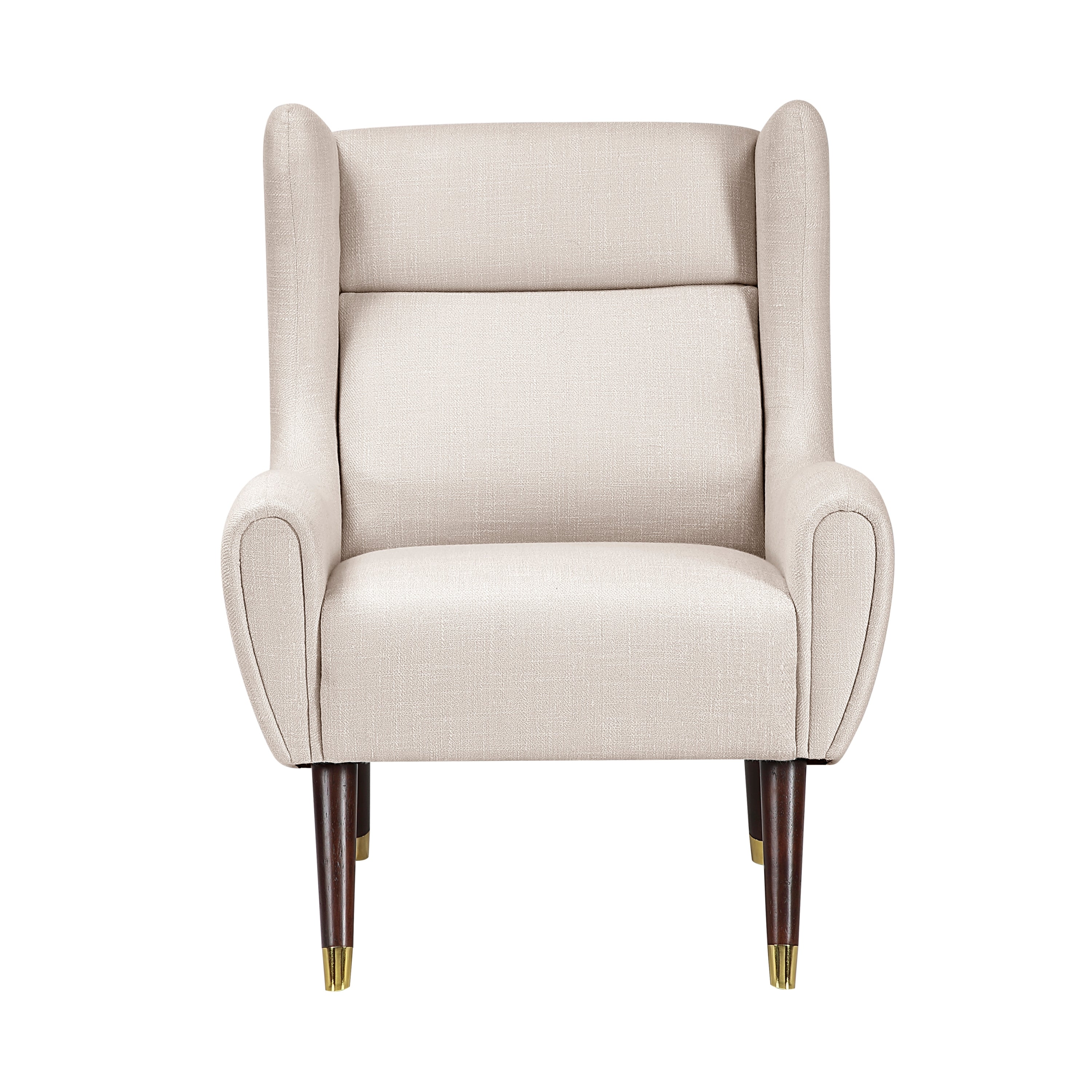 Modern Wingback Upholstered Beige Accent Chair 1pc Solid Wood Sleek Design Luxury Furniture